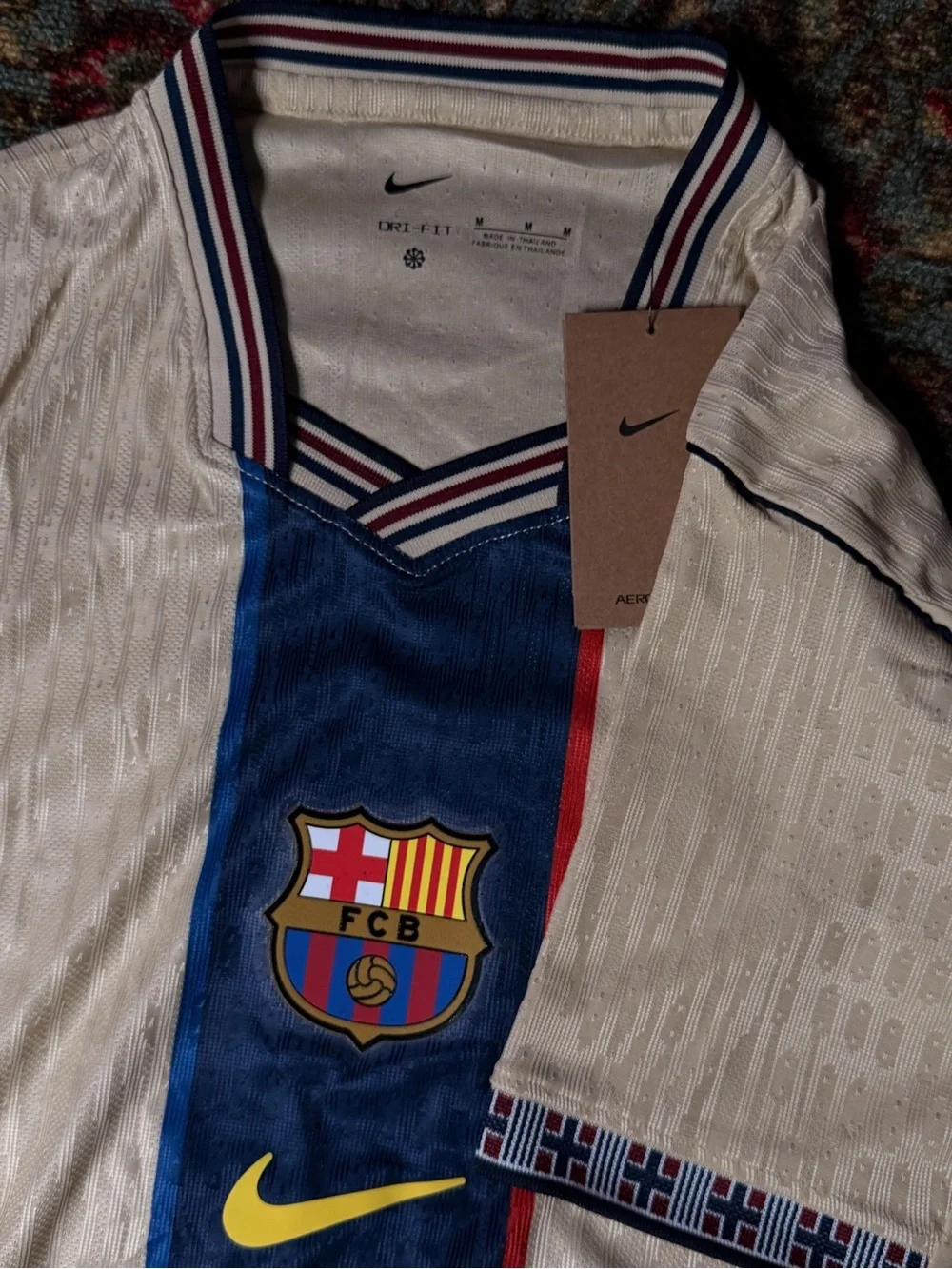 Nike Cream, Navy & Red FC Barcelona Soccer Jersey